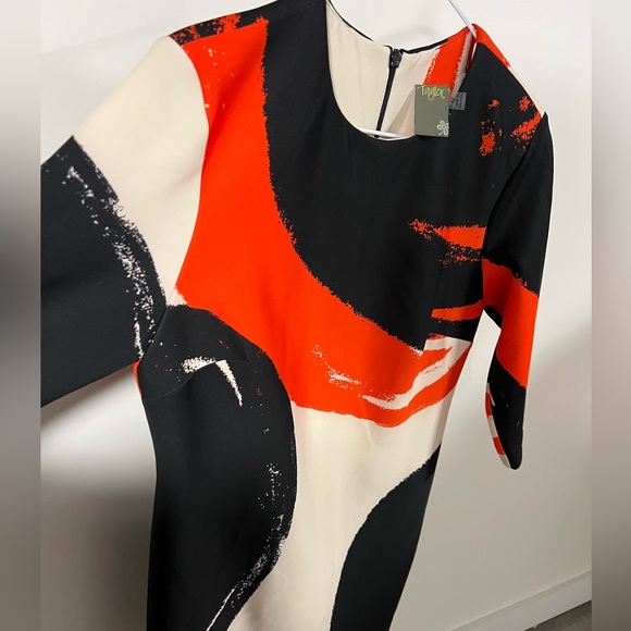 Taylor NWOT Abstract, Print 3/4 Sleeve Dress US 12 - Picture 4 of 7